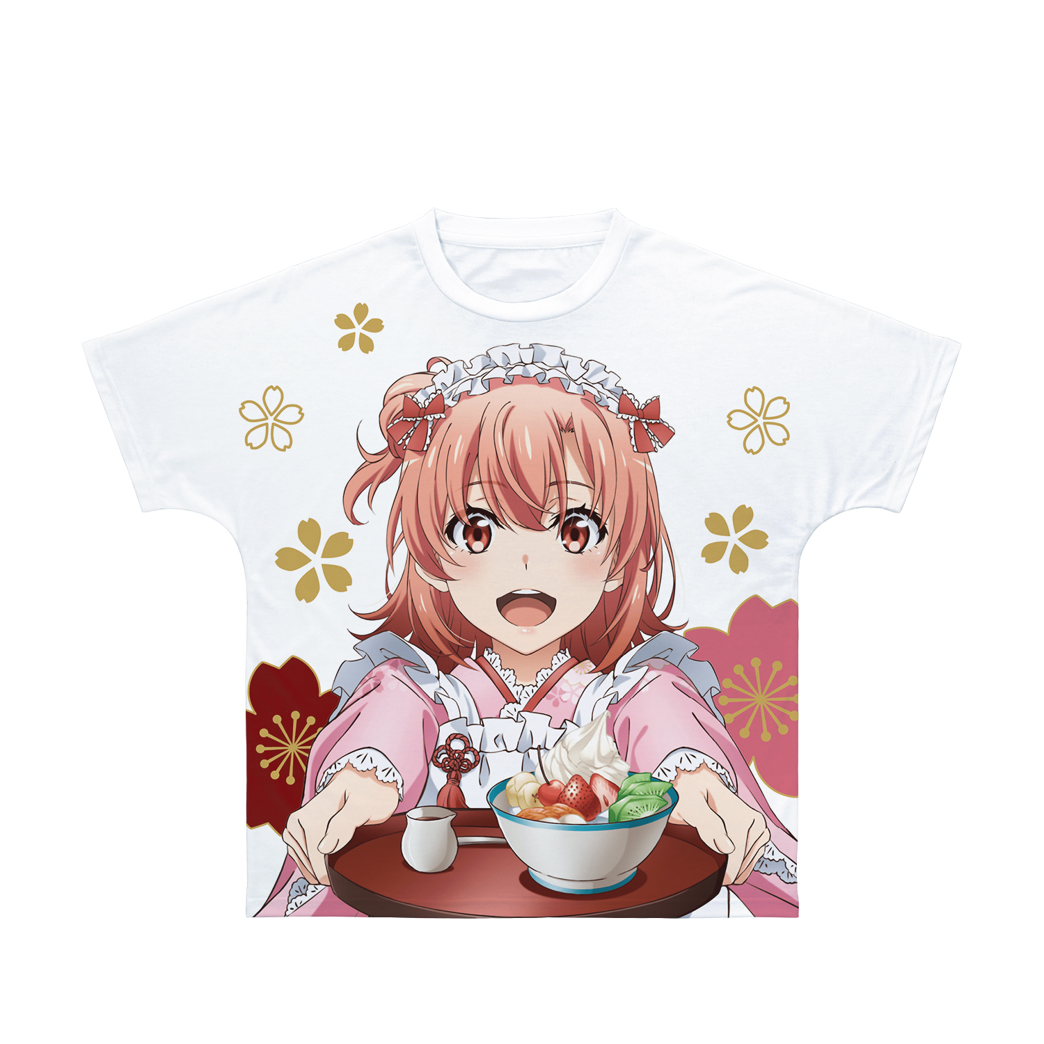 【やはり俺の青春ラブコメはまちがっている。完】_描き下ろしイラスト 由比ヶ浜結衣 和風メイド服ver. フルグラフィックTシャツユニセックス(サイズ/M )