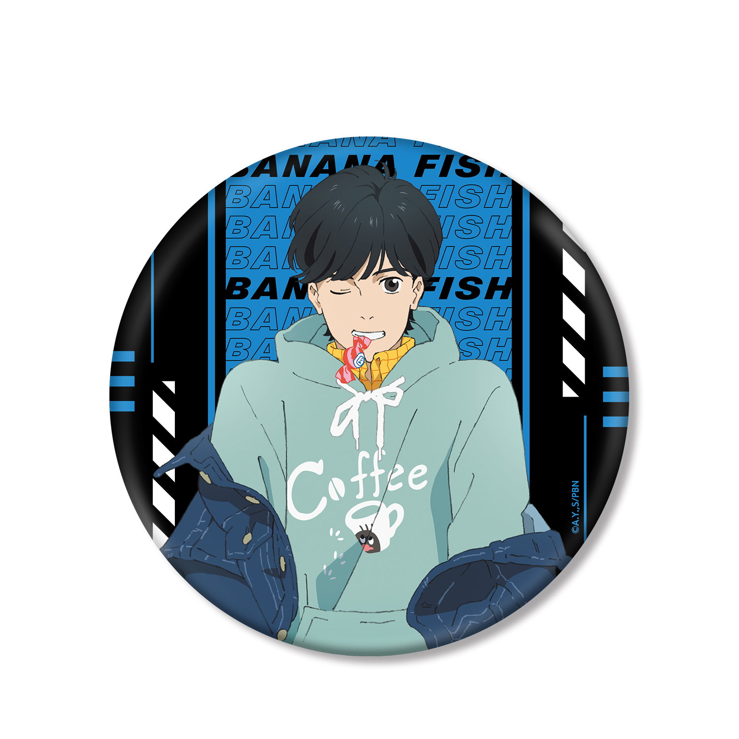 BANANA FISH_描き下ろしイラスト 奥村英二 デニムver. BIG缶バッジ