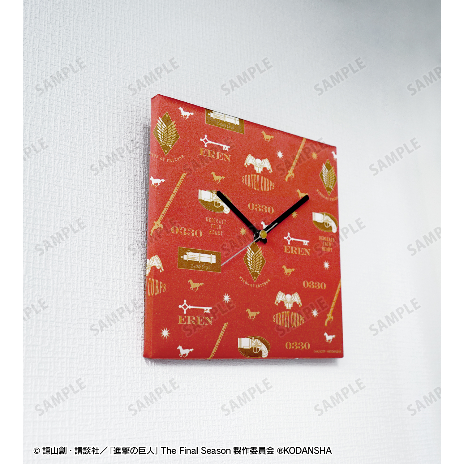 陰山織物謹製 壁掛け時計 エレンイェーガー ファブリックウォール