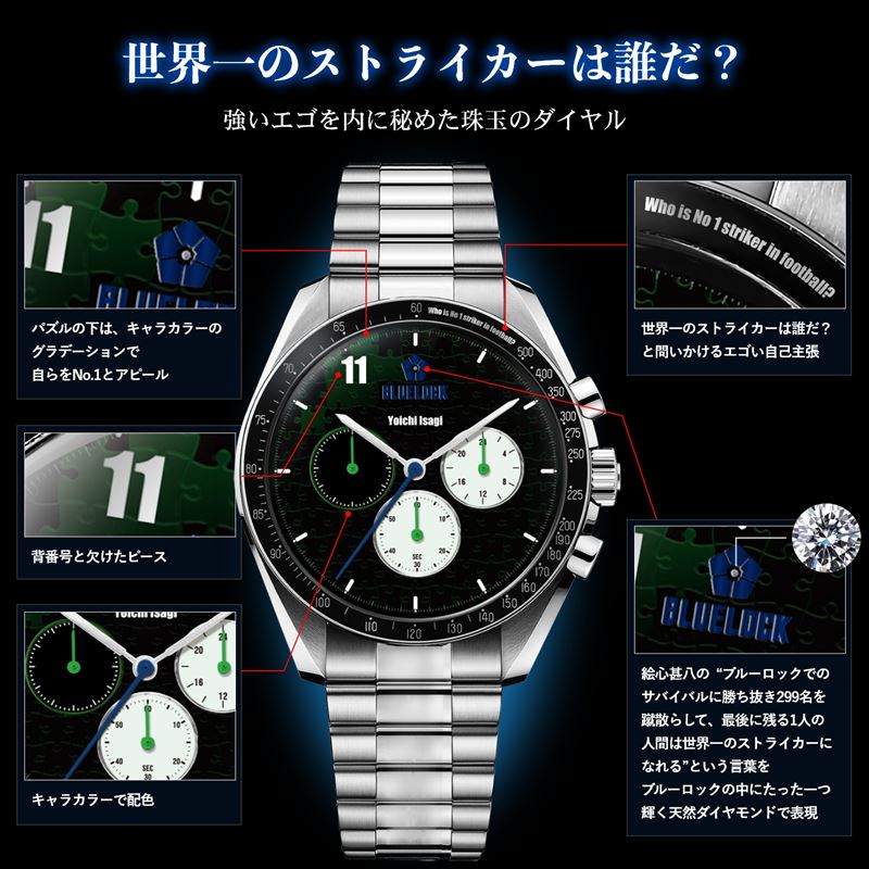 ブルーロック_クロノグラフ腕時計 シルバー 蜂楽廻 | 公式グッズ・公式