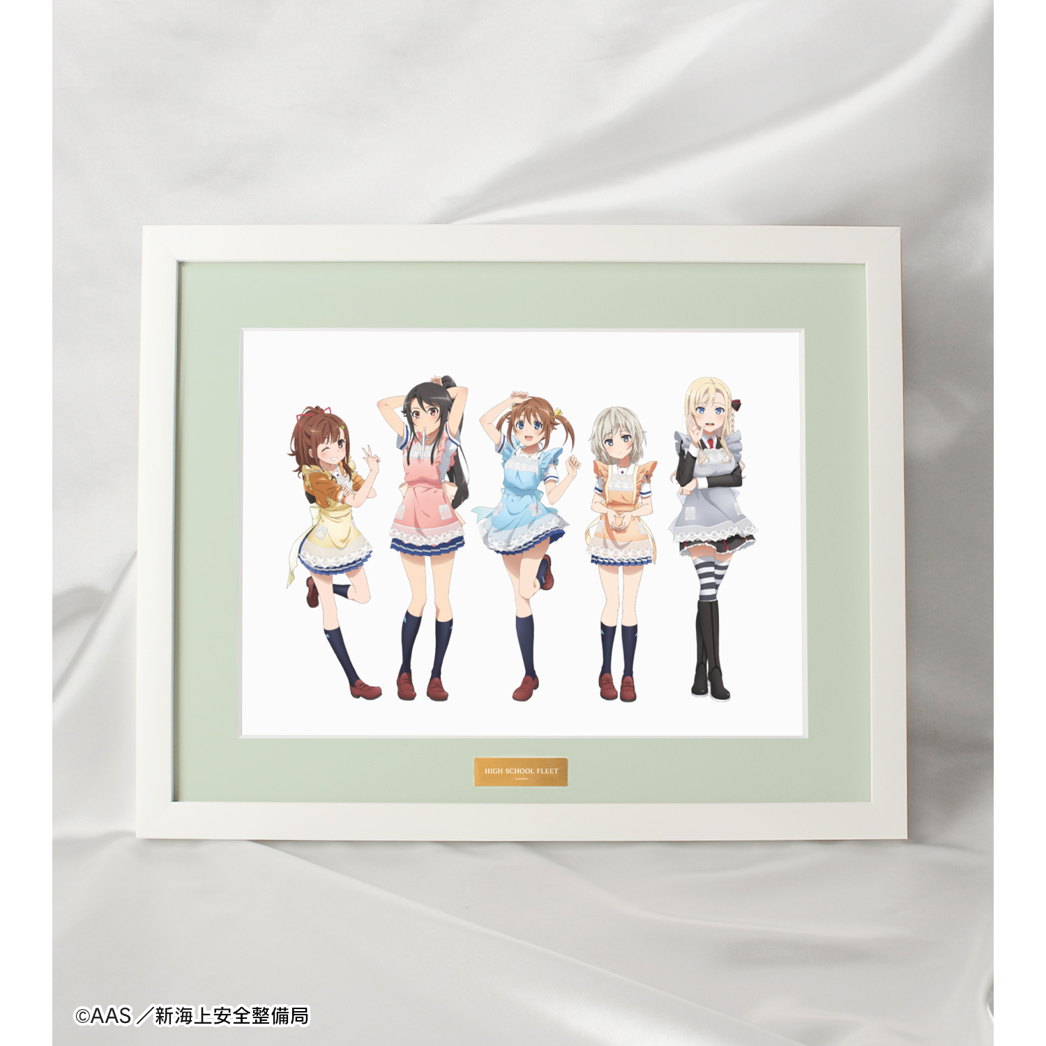 【帯付】LD　クランプ・イン・ワンダーランド　原画イラストシート　10枚付き ハイスクール・フリート_描き下ろしイラスト 集合 制服エプロン