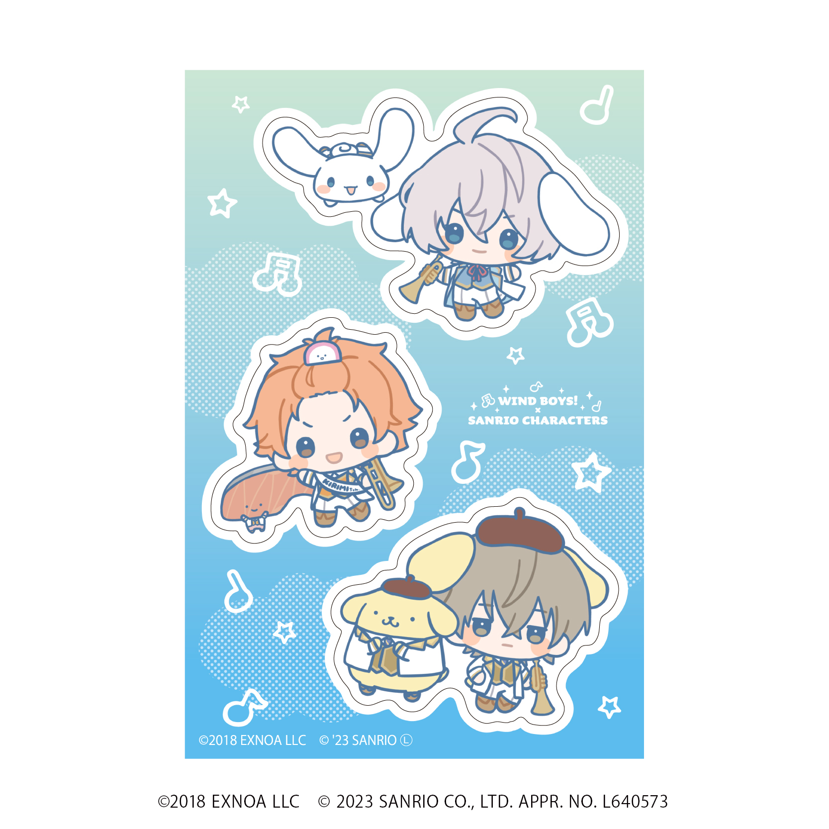 ウインドボーイズ！×サンリオキャラクターズ_PETANTシール01/デザインA(ミニキャライラスト)