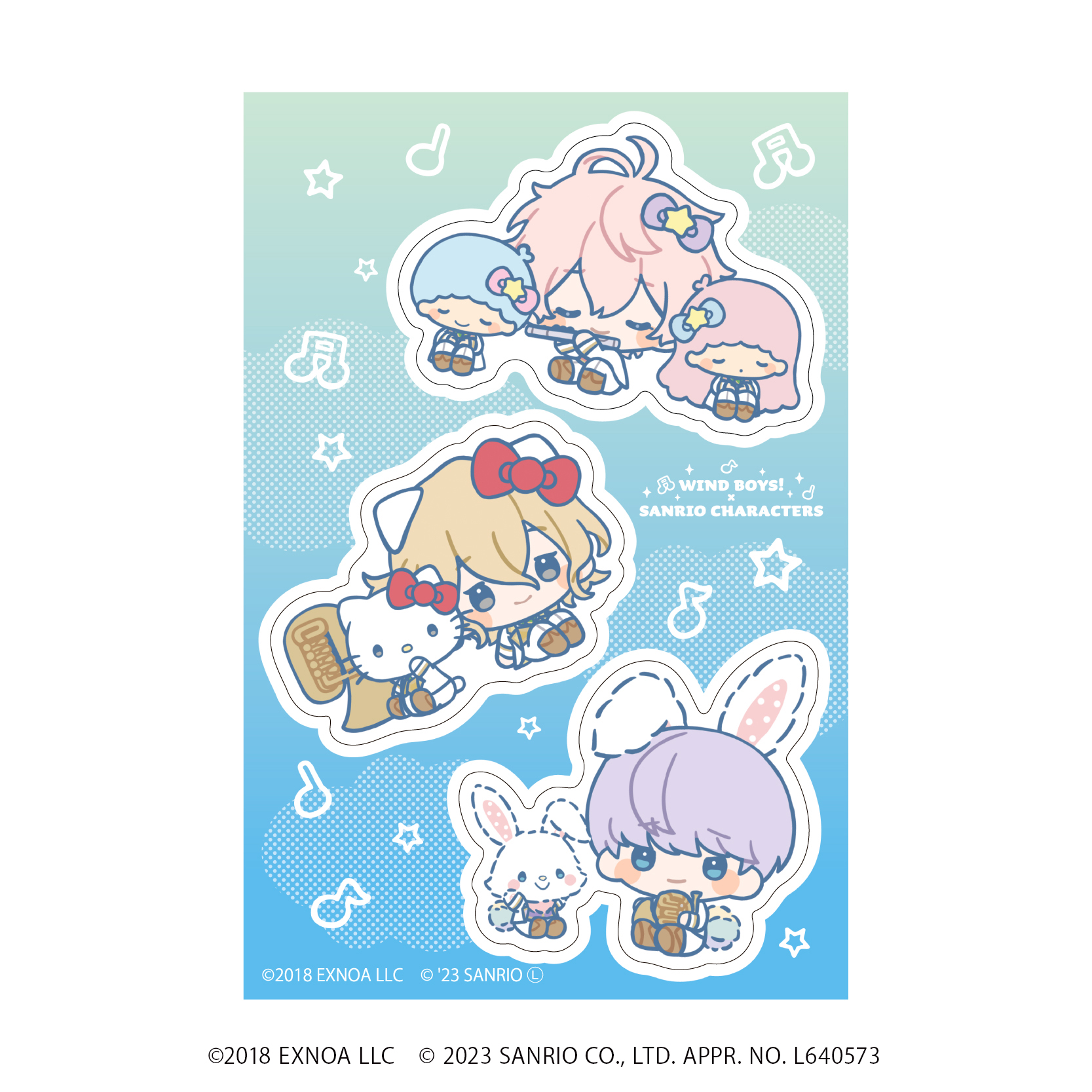ウインドボーイズ！×サンリオキャラクターズ_PETANTシール02/デザインB(ミニキャライラスト)