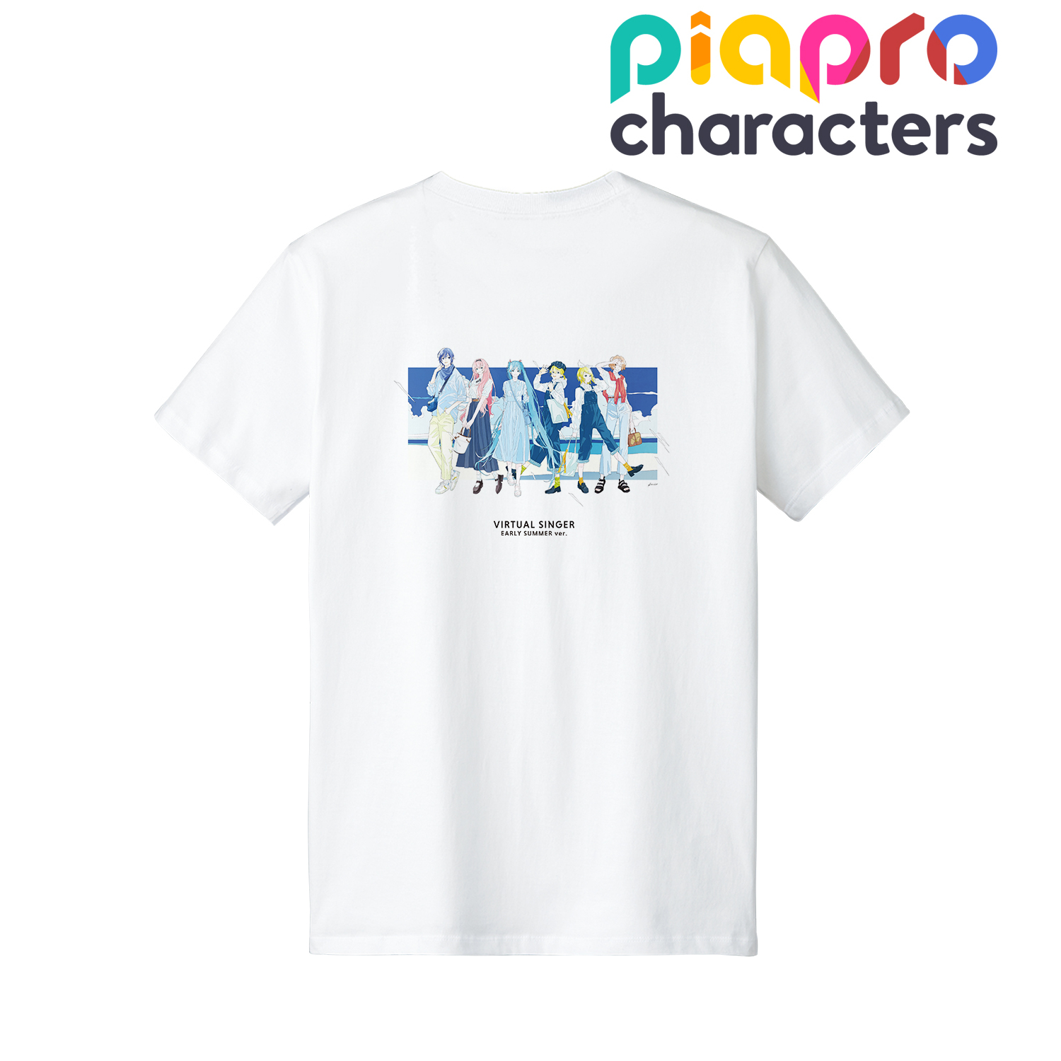 ピアプロキャラクターズ_描き下ろしイラスト 集合 初夏のお出かけver. Art by かとうれい Tシャツメンズ(サイズ/L)