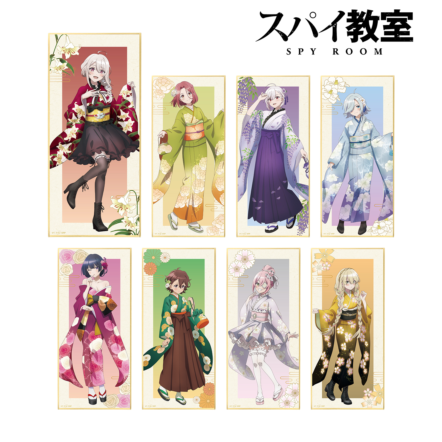 スパイ教室_描き下ろしイラスト 花柄和装ver. トレーディングスタンド付き色紙(単位/BOX)