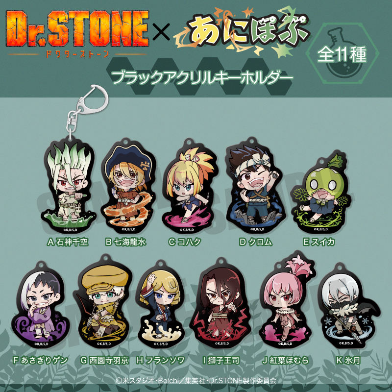 Dr.STONE_あにぽぷシリーズ ブラックアクリルキーホルダー K 氷