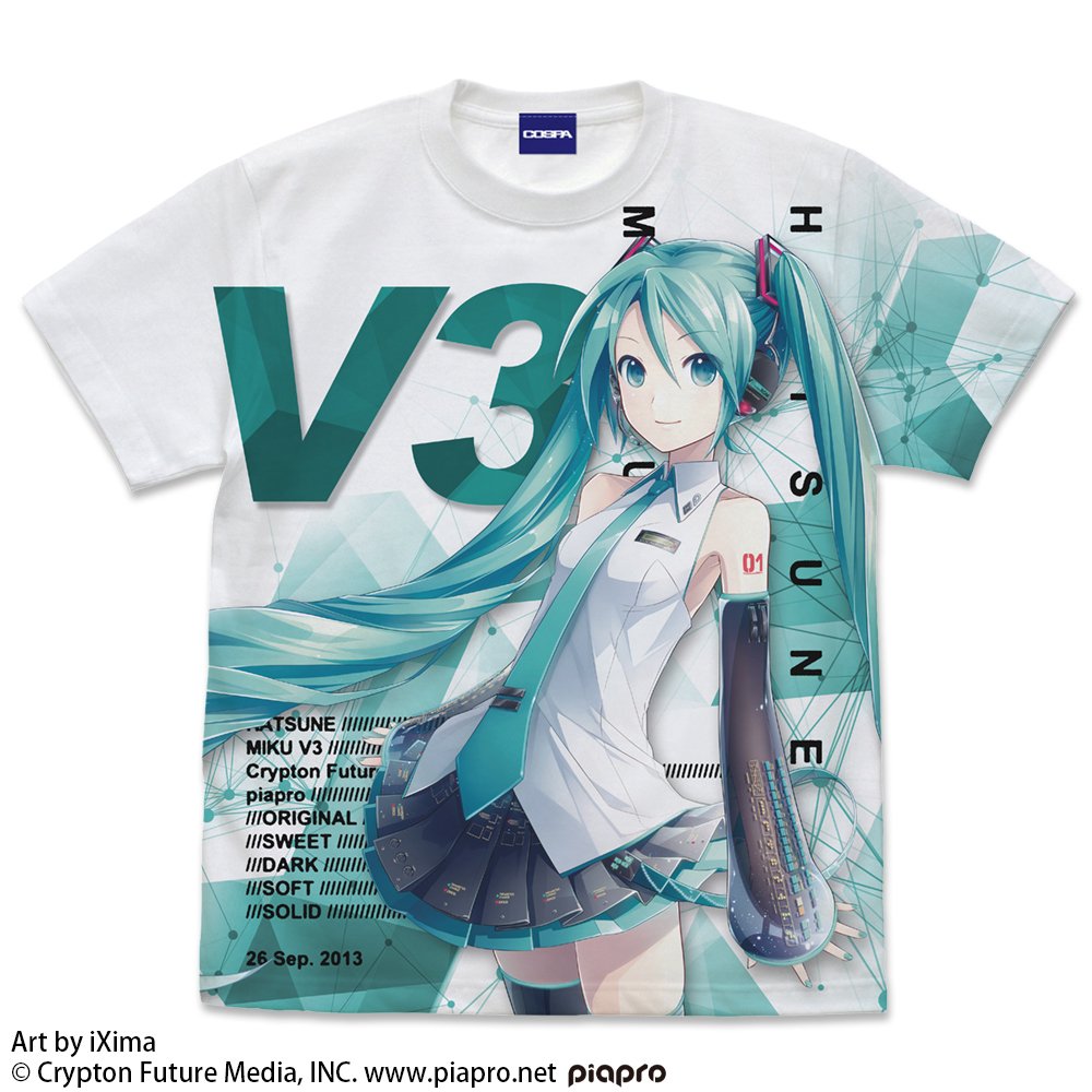 初音ミク V3_L_フルグラフィックTシャツ Ver.3.0/WHITE