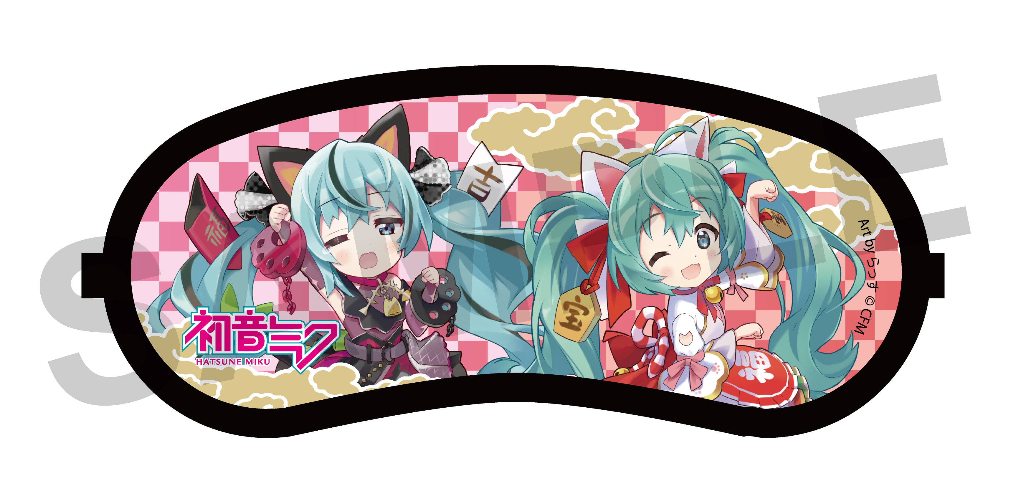 初音ミク×招き猫_高枕安眠アイマスク Art by らっす