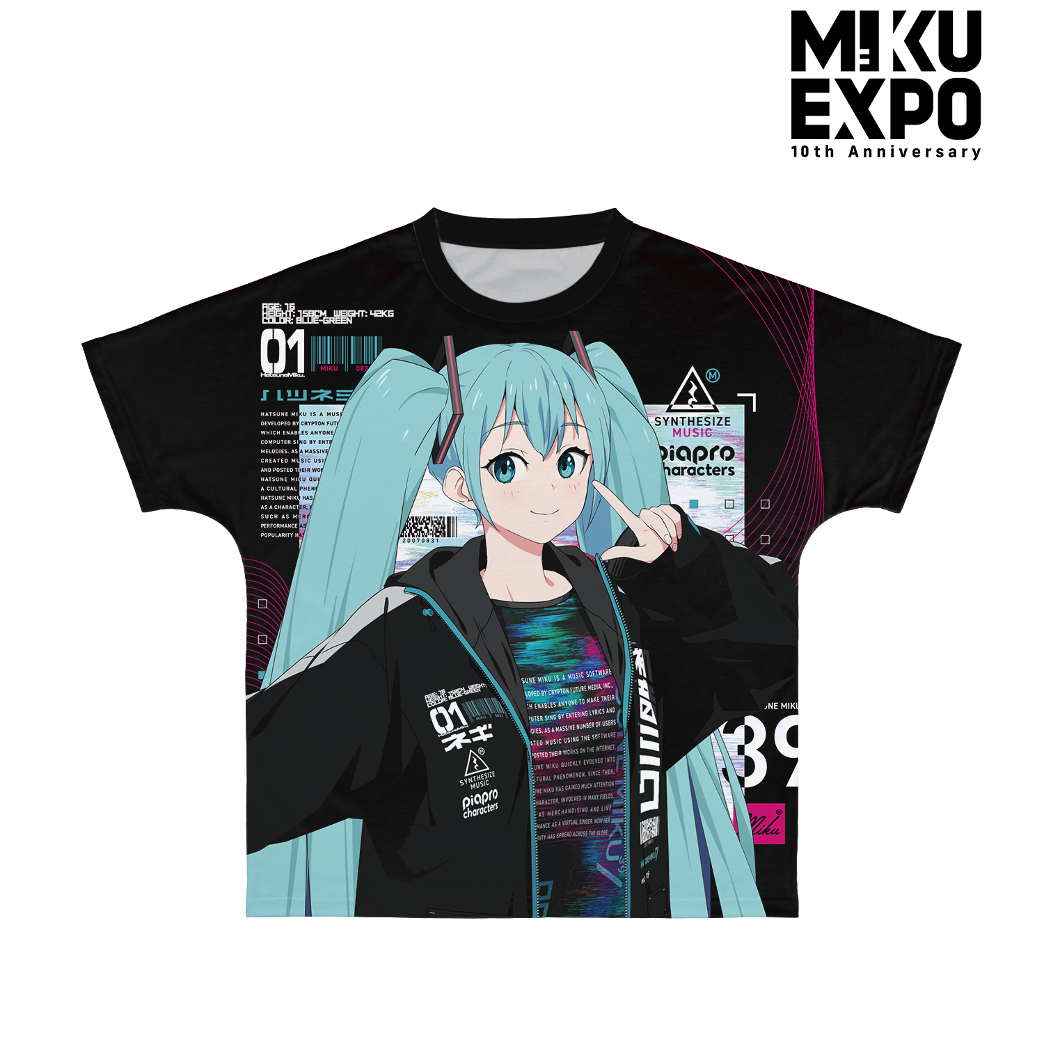 HATSUNE MIKU EXPO 10th Anniversary_(サイズ/S)_描き下ろし 初音ミク テックファッションver. Art by so品 フルグラフィックTシャツユニセックス