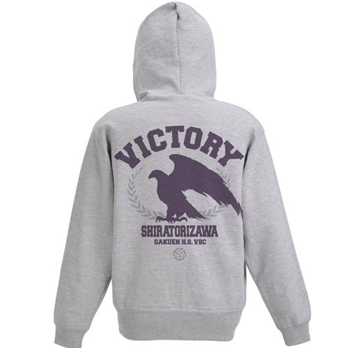 ハイキュー!!_Mサイズ_白鳥沢学園高校バレーボール部 応援ジップパーカー/MIX GRAY