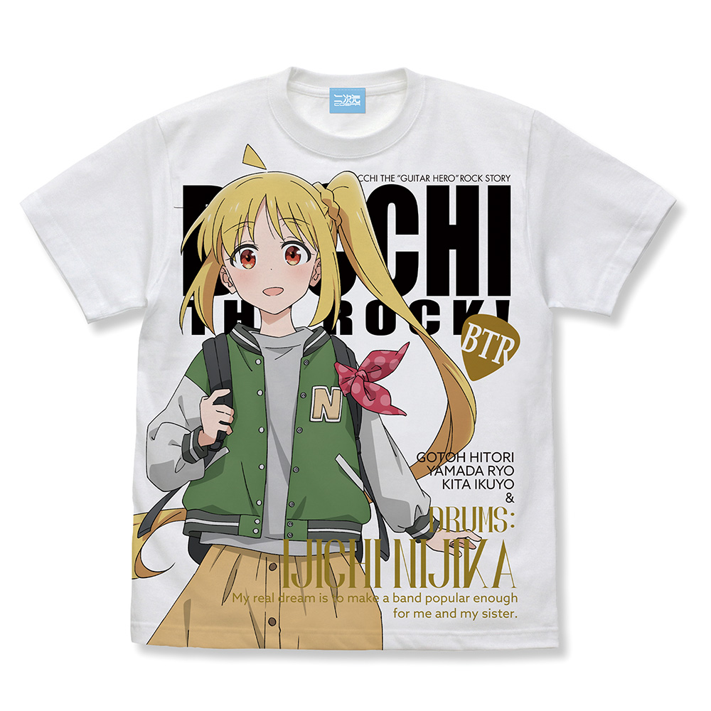 ぼっち・ざ・ろっく!_Lサイズ_描き下ろし 伊地知虹夏 フルグラフィックTシャツ ストリートファッション /WHITE-