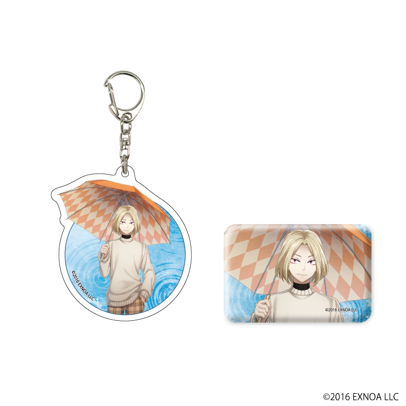 文豪とアルケミスト_アクリルキーホルダー＆スクエア缶バッジセット12/中原中也 雨Ver.(公式イラスト)