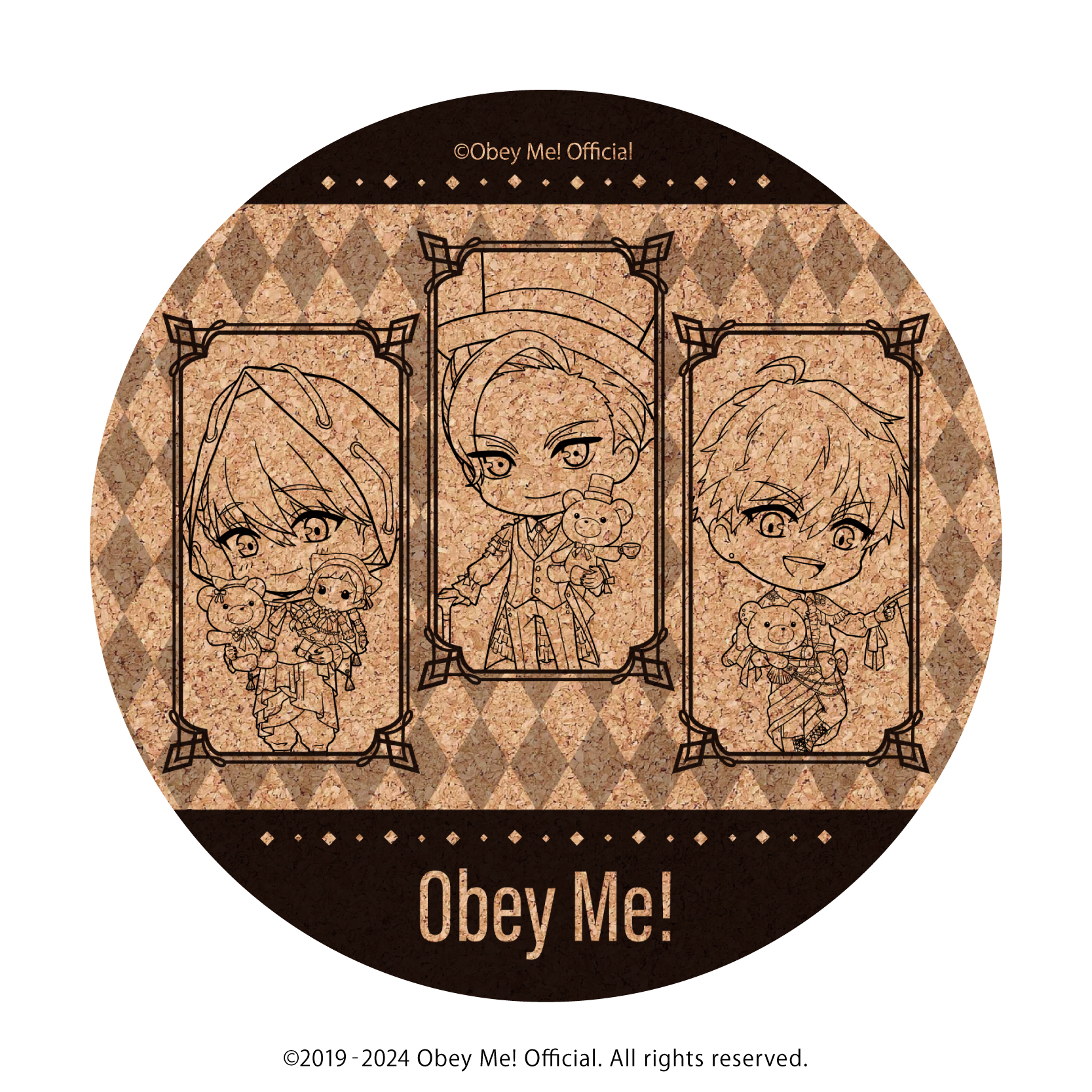 Obey Me!_コルクコースター03/ルシファー&マモン&レヴィアタン バレンタインver.(ミニキャライラスト)