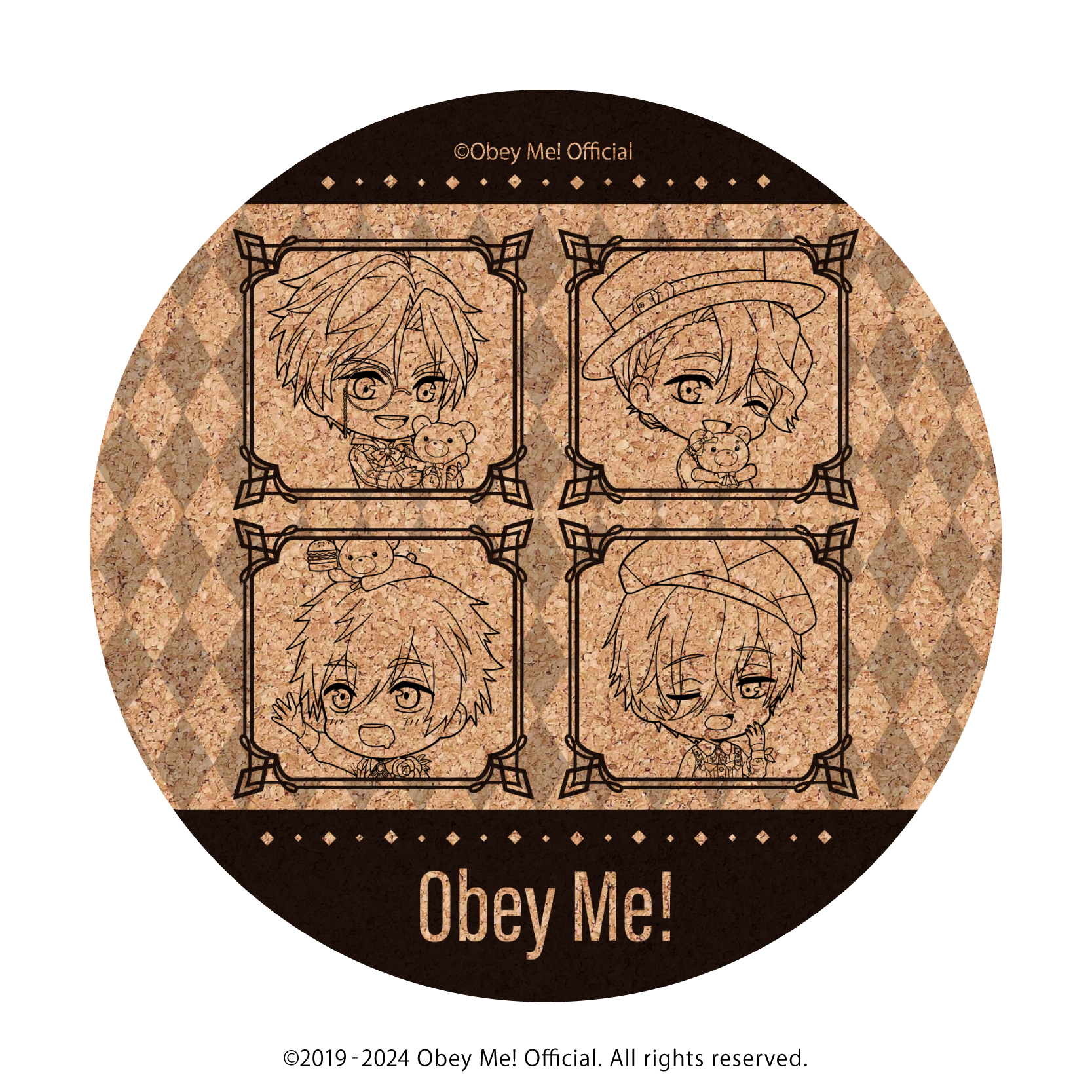 Obey Me!_コルクコースター04/サタン&アスモデウス&ベルゼブブ&ベルフェゴール バレンタインver.(ミニキャライラスト)