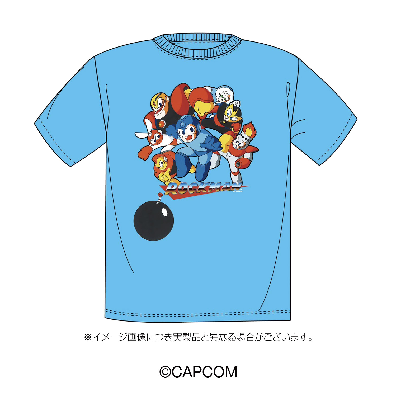 ロックマン_Lサイズ_ロックマンTシャツ ブルー