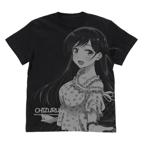 彼女、お借りします_Lサイズ_水原千鶴 オールプリントTシャツ/BLACK-