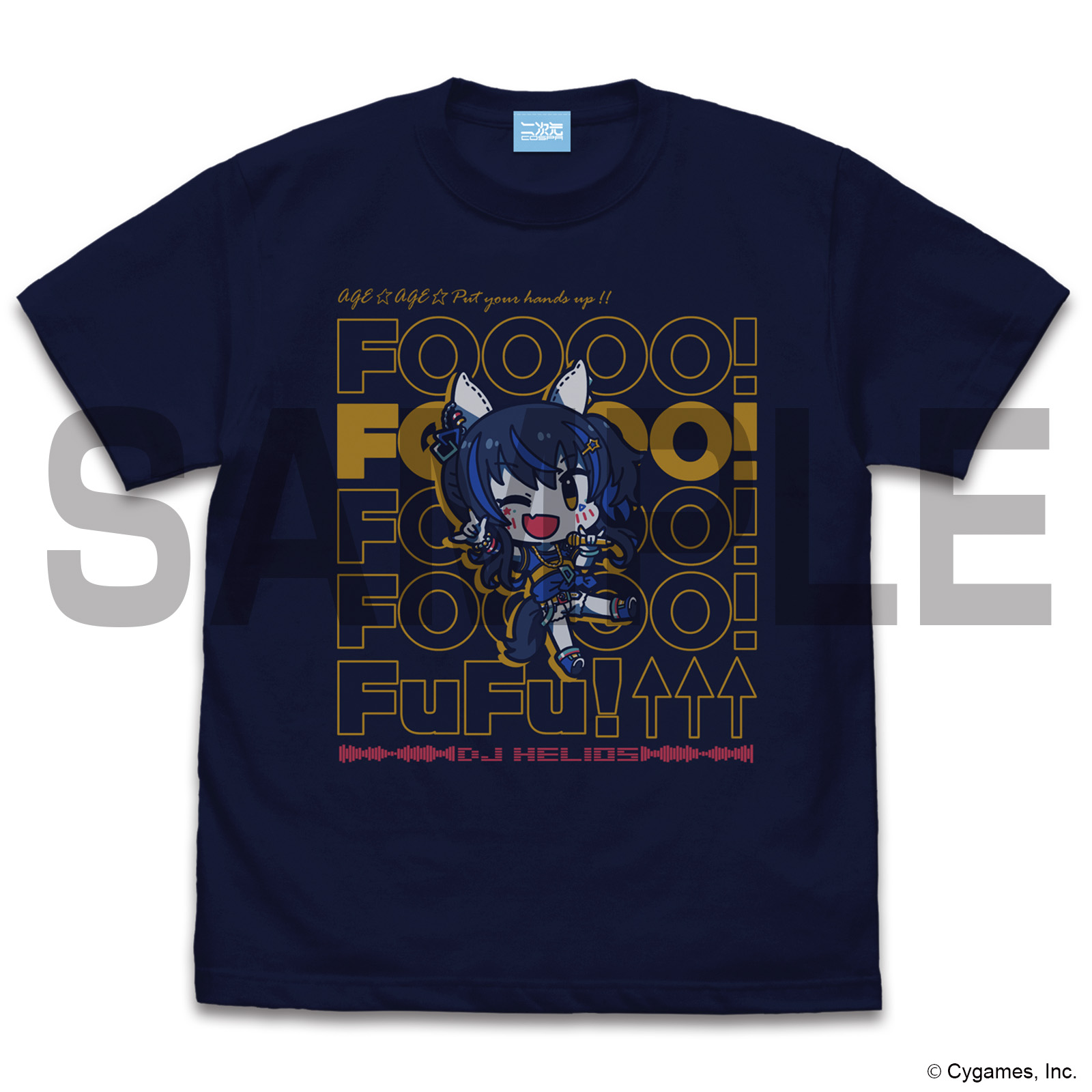 ウマ娘 プリティーダービー_Lサイズ_ダイタクヘリオスのアゲ↑アゲ↑ Tシャツ/NAVY-