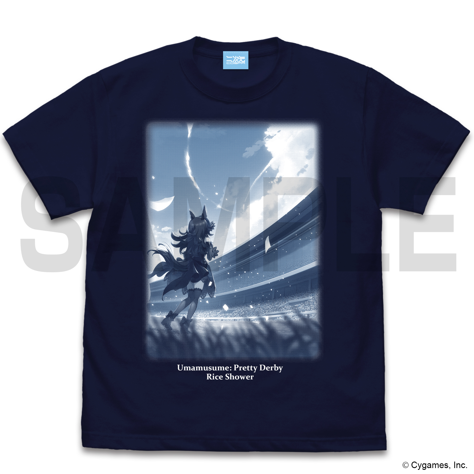 ウマ娘 プリティーダービー_Mサイズ_ライスシャワー/『幸せ』が舞う時 Tシャツ/NAVY-