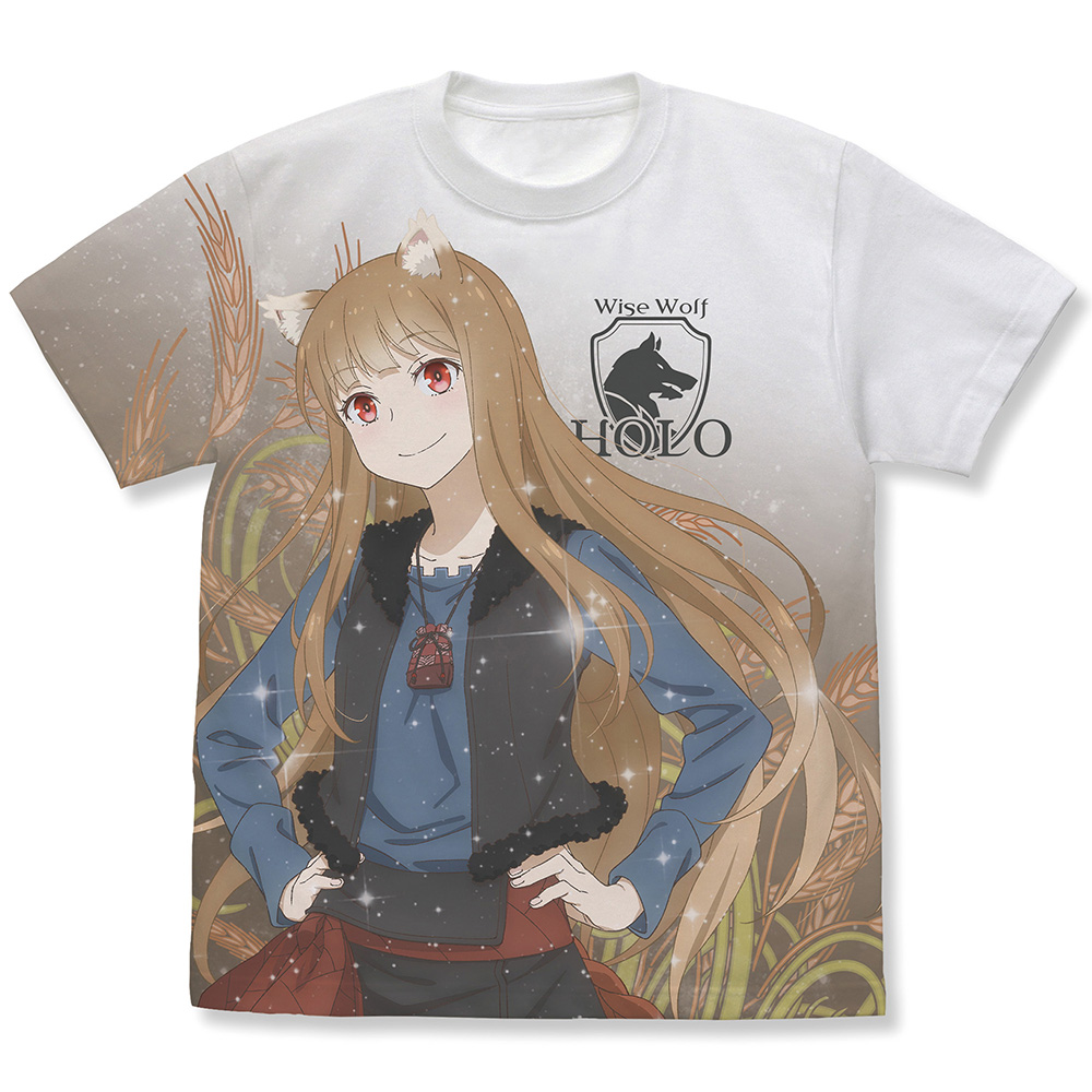 狼と香辛料 MERCHANT MEETS THE WISE WOLF_Mサイズ_ホロ フルグラフィックTシャツ/WHITE-