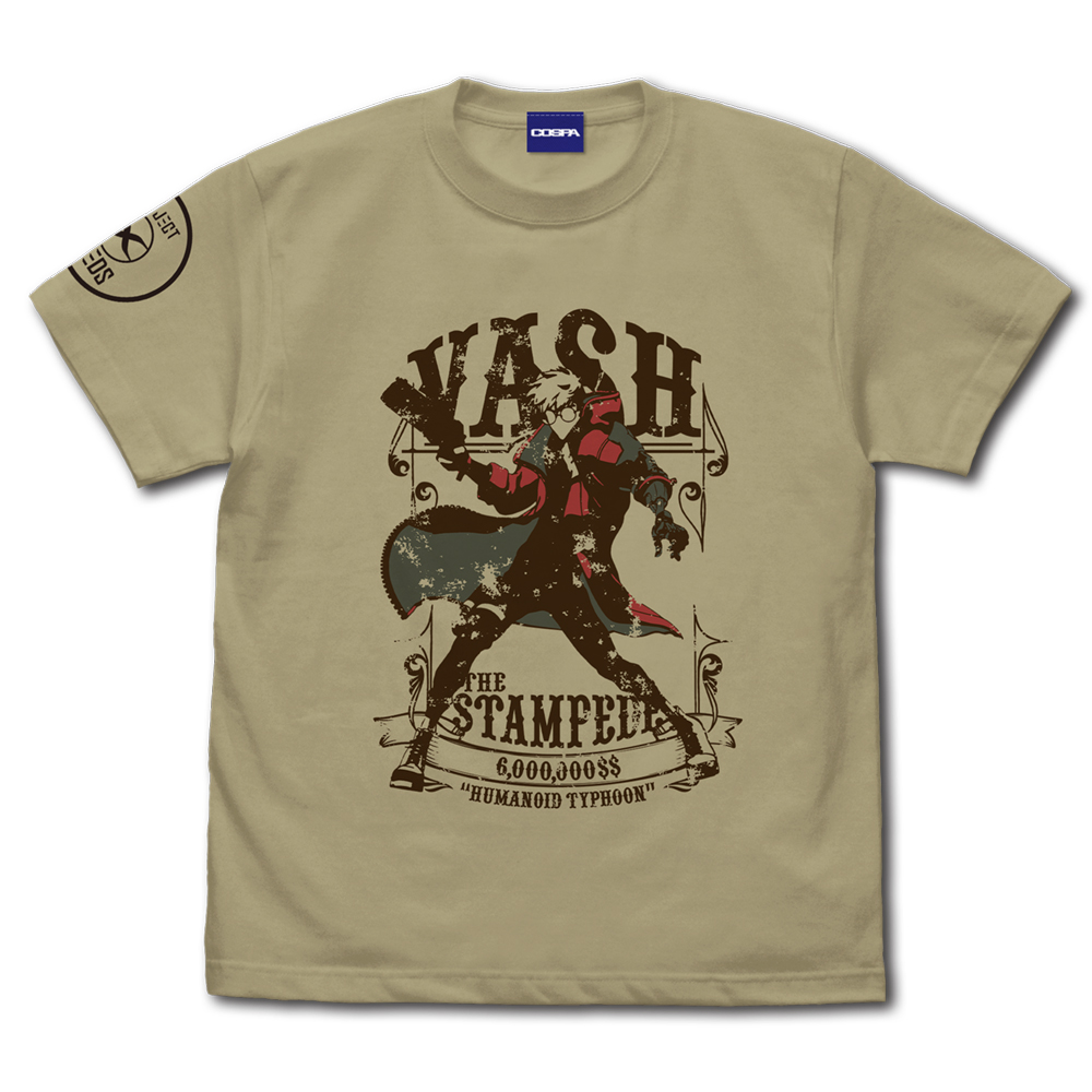 TRIGUN STAMPEDE_XLサイズ_ヴァッシュ・ザ・スタンピード Tシャツ/SAND KHAKI