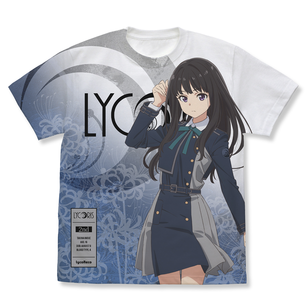 リコリス・リコイル_XLサイズ_井ノ上たきな フルグラフィックTシャツ/WHITE