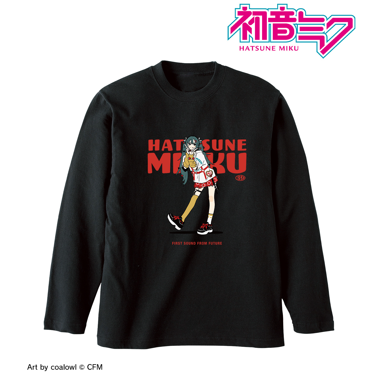 初音ミク_(サイズ/M)_描き下ろし 初音ミク ハートver. Art by coalowl ロングTシャツ ver.Aユニセックス