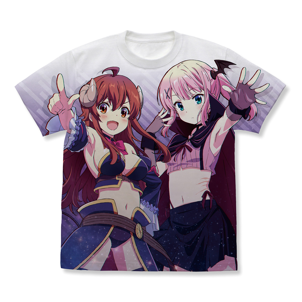 まちカドまぞく 2丁目_サイズXL_シャドウミストレス優子&ダークネスピーチ フルグラフィックTシャツ/WHITE