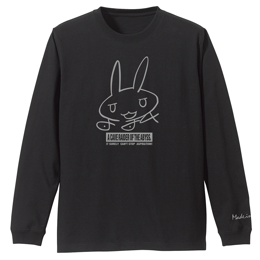 メイドインアビス 烈日の黄金郷_Lサイズ_ナナチのサイン 袖リブロングスリーブTシャツ/BLACK