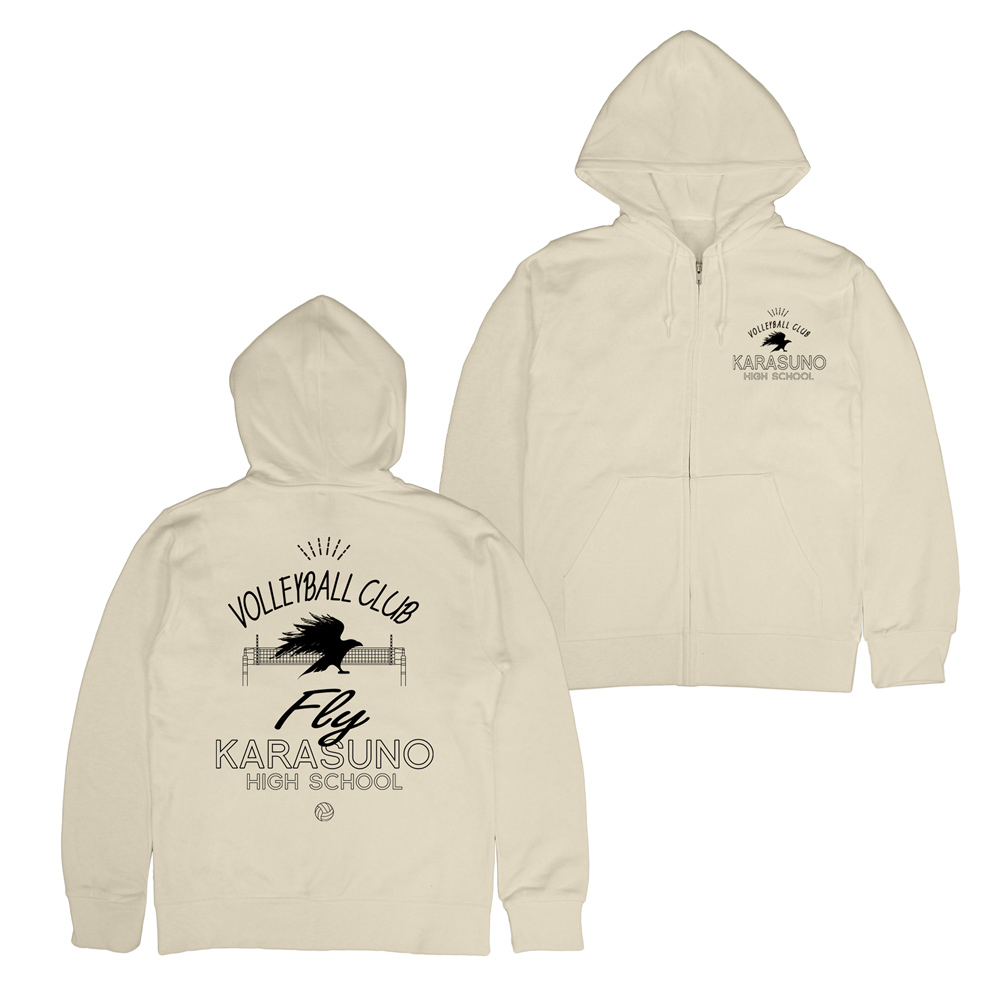 ハイキュー!!_Lサイズ_烏野高校排球部 ジップパーカー/LIGHT BEIGE