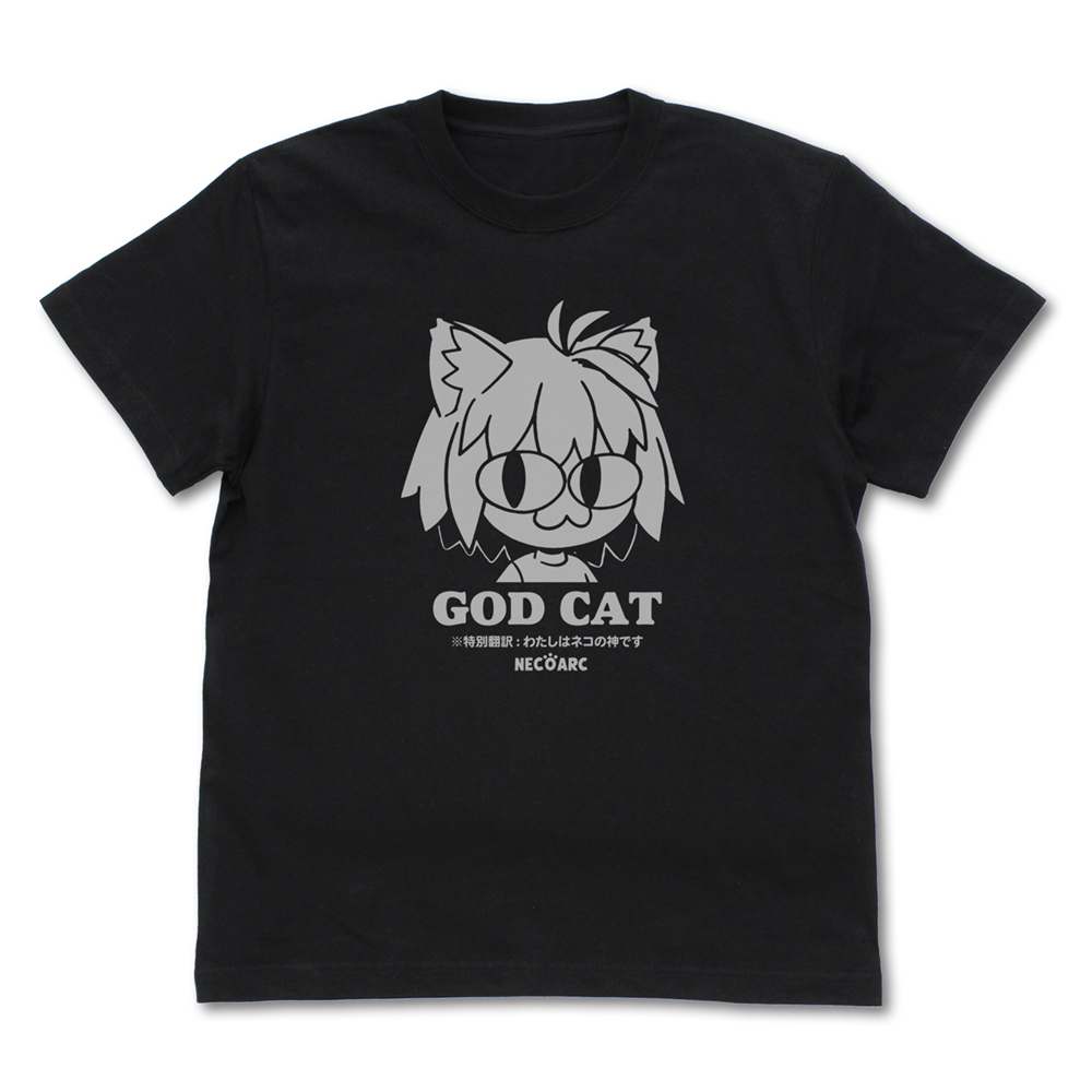 月姫 -A piece of blue glass moon-_Sサイズ_GOD CAT ネコアルク Tシャツ/BLACK