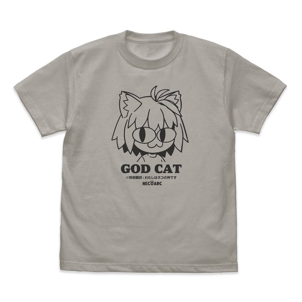 月姫 -A piece of blue glass moon-_Sサイズ_GOD CAT ネコアルク Tシャツ/LIGHT GRAY