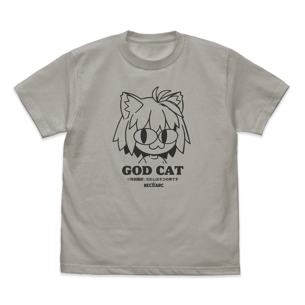 月姫 -A piece of blue glass moon-_Mサイズ_GOD CAT ネコアルク Tシャツ/LIGHT GRAY