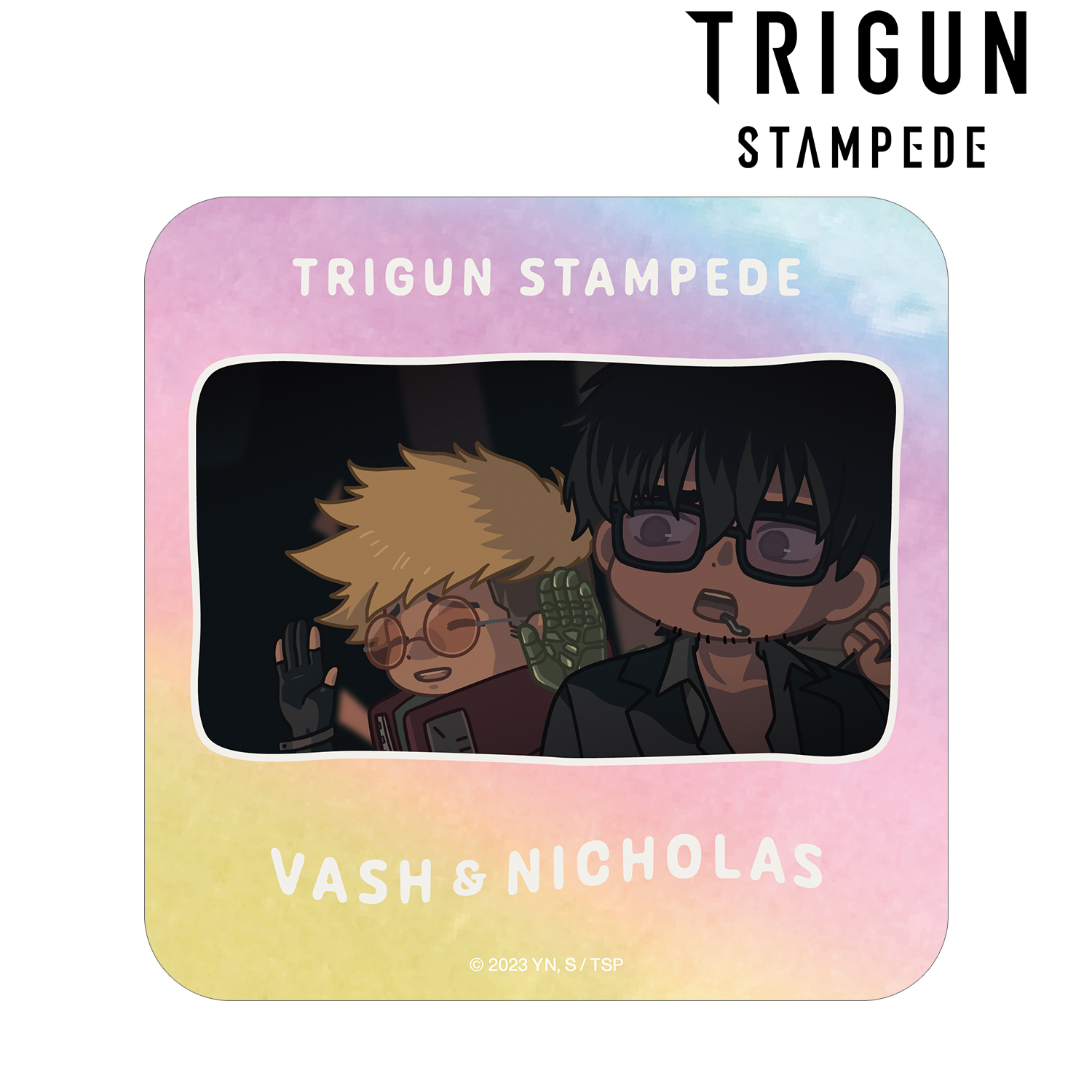 TRIGUN STAMPEDE_ヴァッシュ&ニコラス ゆるコマ オーロラステッカー ver.B