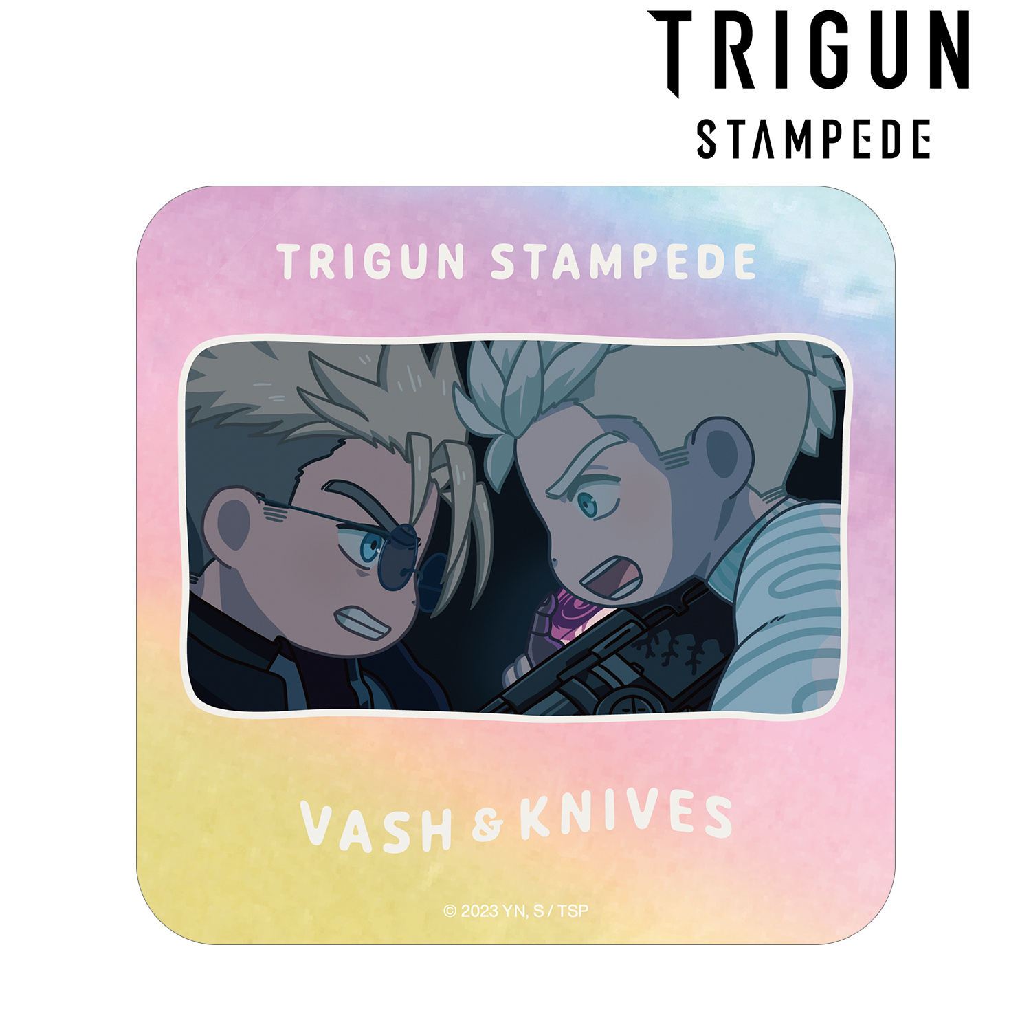 TRIGUN STAMPEDE_ヴァッシュ&ナイヴズ ゆるコマ オーロラステッカー