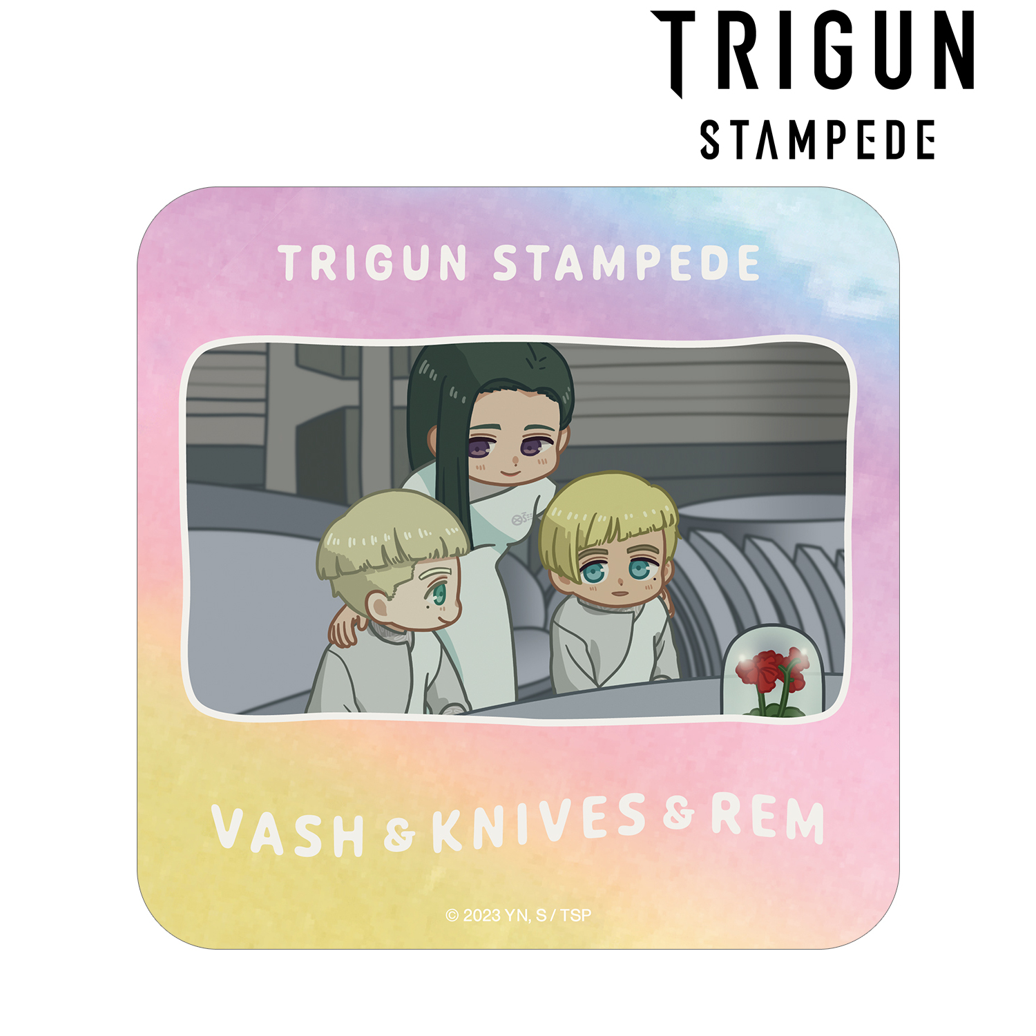 TRIGUN STAMPEDE_ヴァッシュ&ナイヴズ&レム ゆるコマ オーロラステッカー