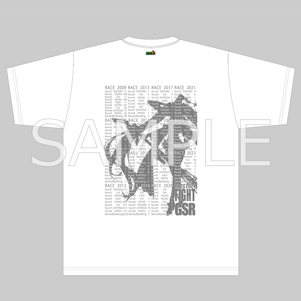 レーシングミク2024Ver._5Lサイズ_キービジュアルシルエット&戦績Tシャツ 白