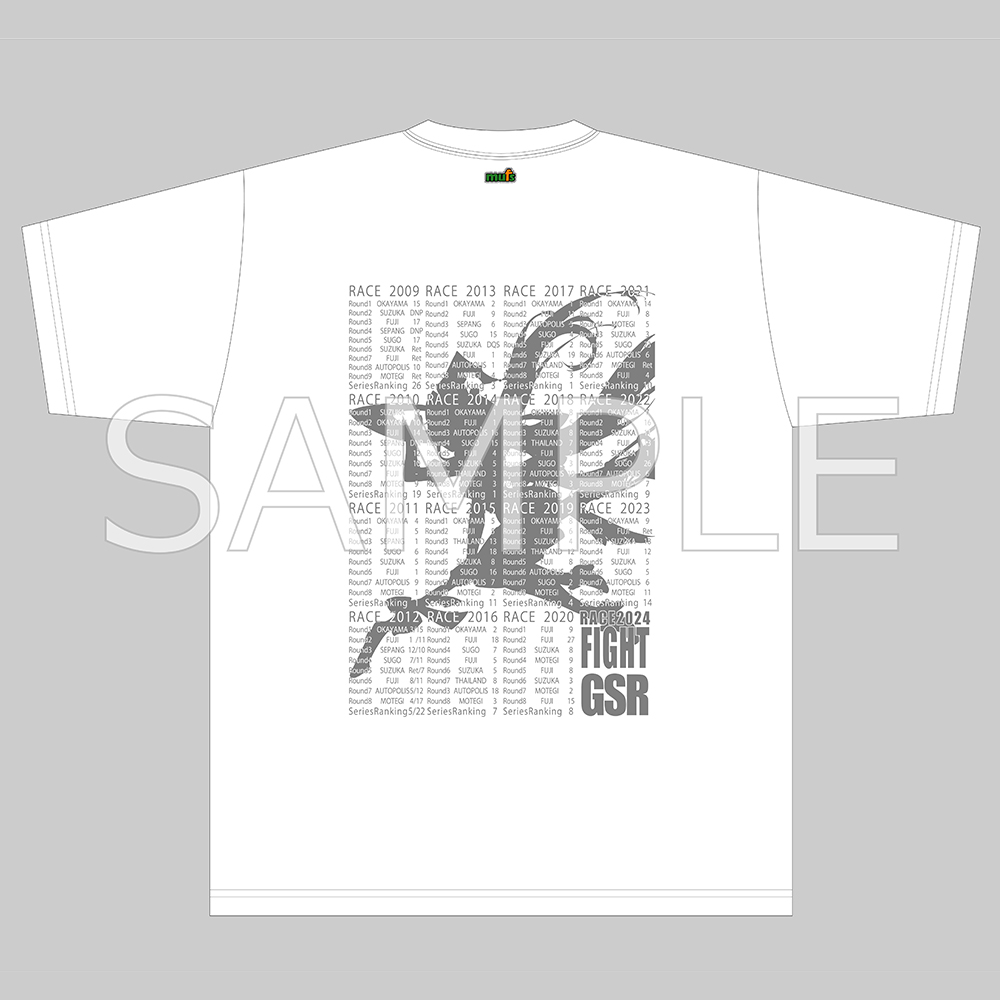 レーシングミク2024Ver._Lサイズ_キービジュアルサイドシルエット&戦績Tシャツ 白