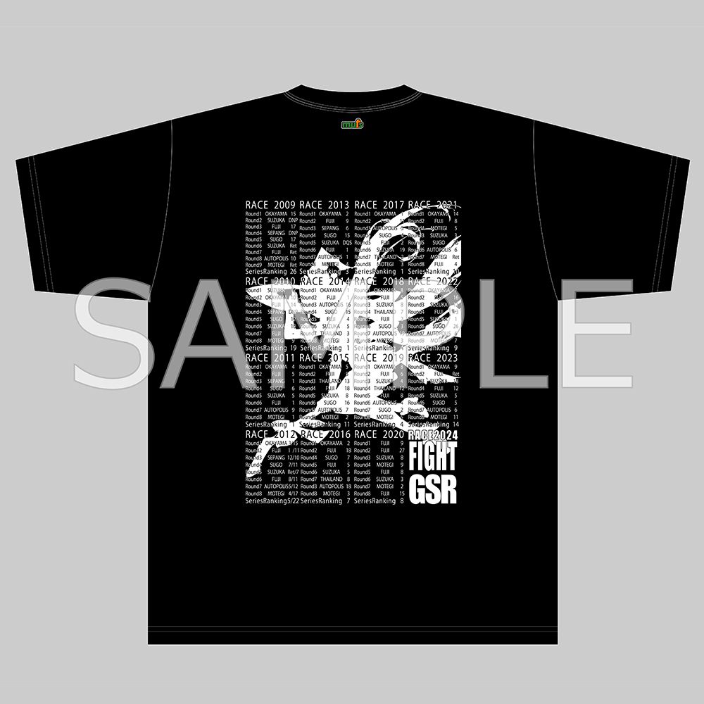 レーシングミク2024Ver._Lサイズ_キービジュアルサイドシルエット&戦績Tシャツ 黒