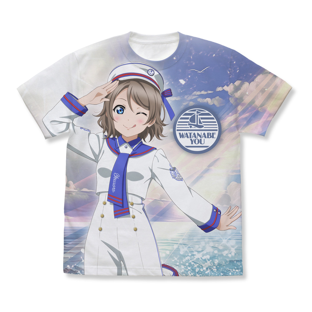 ラブライブ!サンシャイン!!_サイズS_描き下ろし 渡辺 曜 フルグラフィックTシャツ ソロコンサートver./WHITE