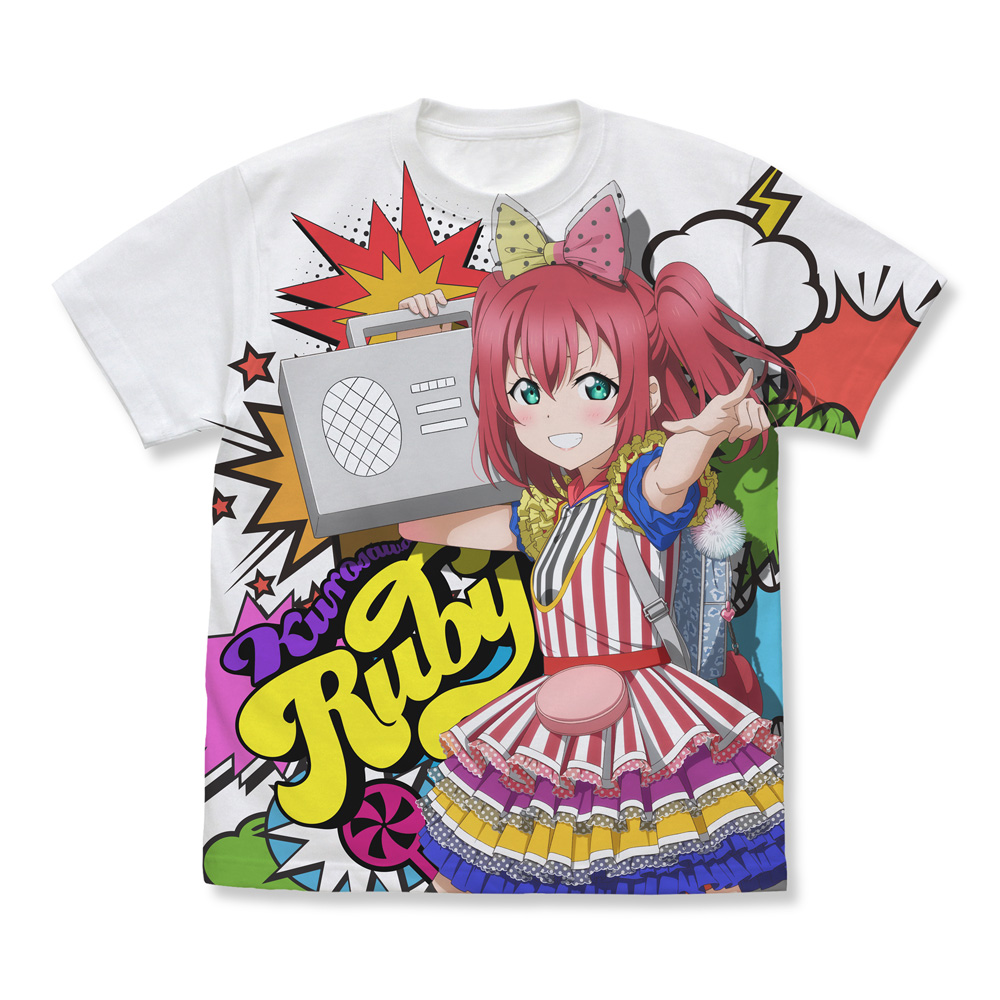 ラブライブ!サンシャイン!!_サイズS_描き下ろし 黒澤ルビィ フルグラフィックTシャツ ソロコンサートver./WHITE