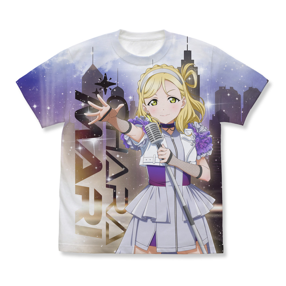 ラブライブ!サンシャイン!!_サイズS_描き下ろし 小原鞠莉 フルグラフィックTシャツ ソロコンサートver./WHITE