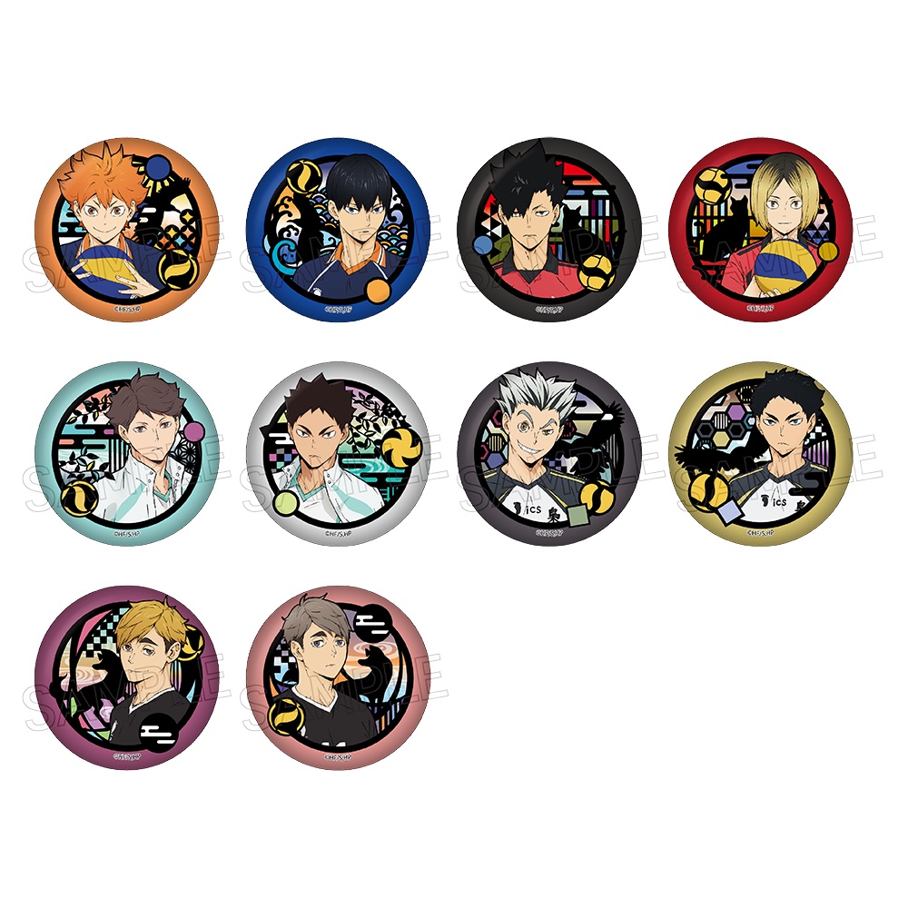 ハイキュー!!_切り絵シリーズ 和紙缶バッジ【BOX／10個入り