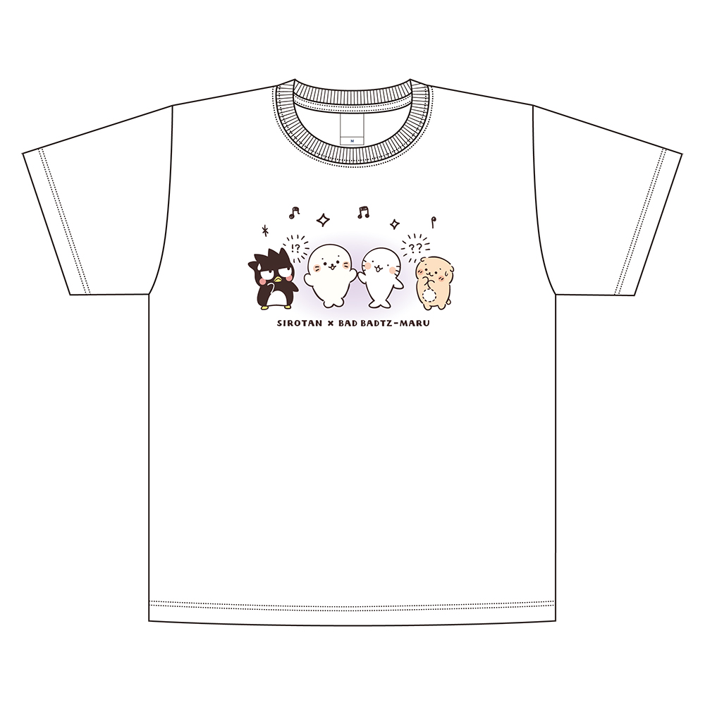 しろたん×はぴだんぶい_Mサイズ_Tシャツ / バッドばつ丸