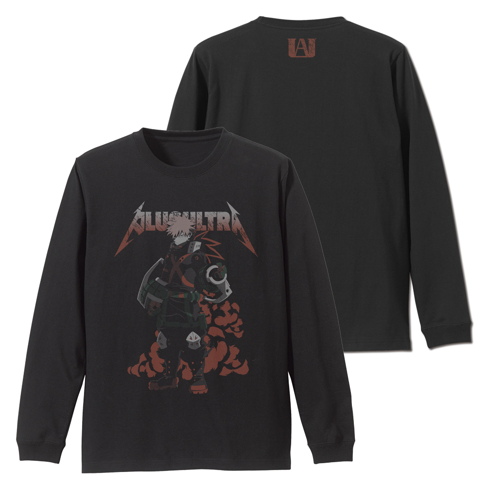 僕のヒーローアカデミア_XLサイズ_爆豪勝己 袖リブロングスリーブTシャツ/BLACK