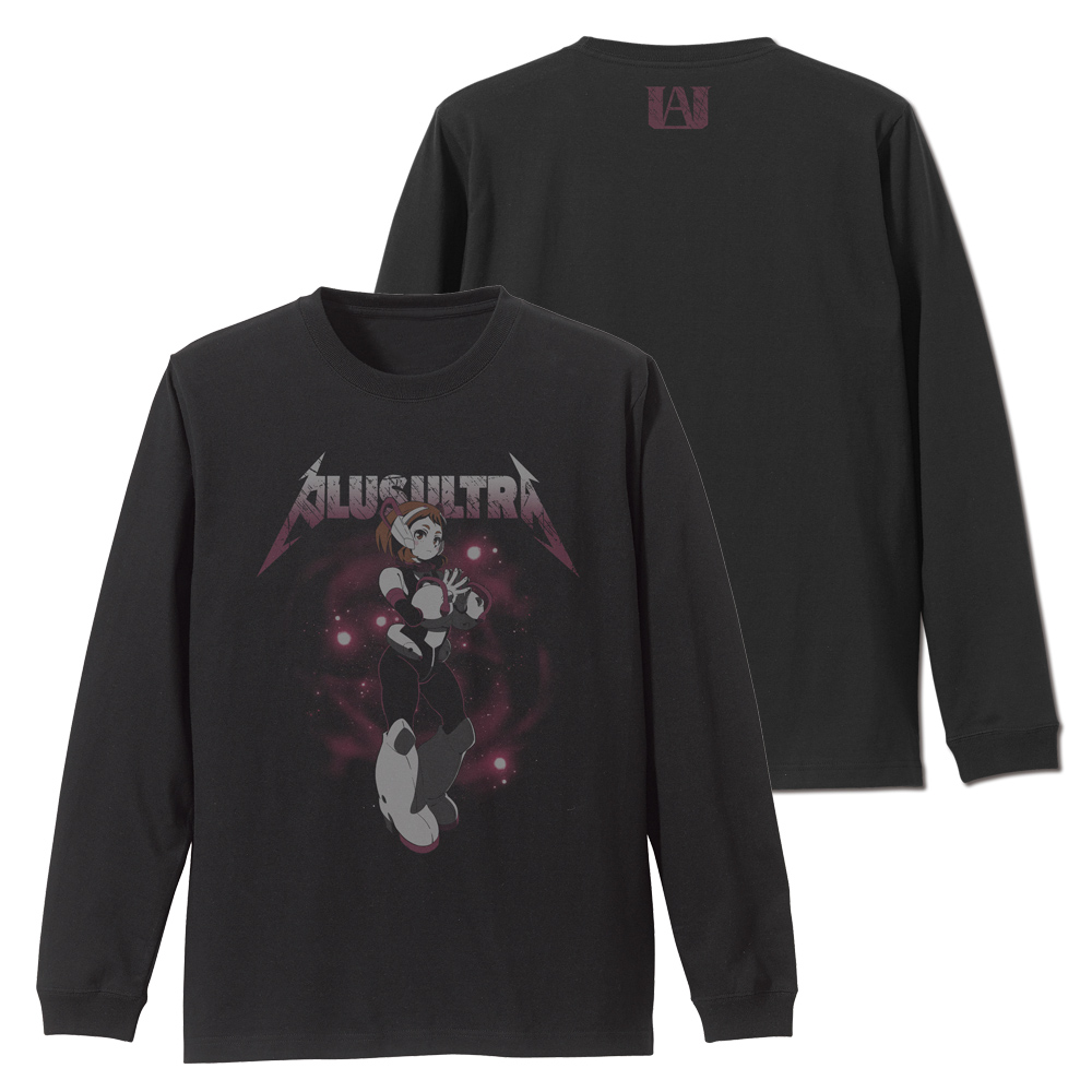 僕のヒーローアカデミア_XLサイズ_麗日お茶子 袖リブロングスリーブTシャツ/BLACK