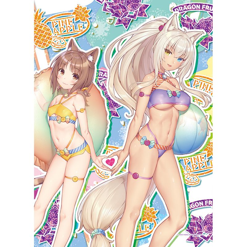 ネコぱら アズキ＆ココナツ 描き下ろしB2タペストリー 水着ver. ネコぱら_B2タペストリー（アズキ＆ココナツ／水着）Wスエード | ネコ