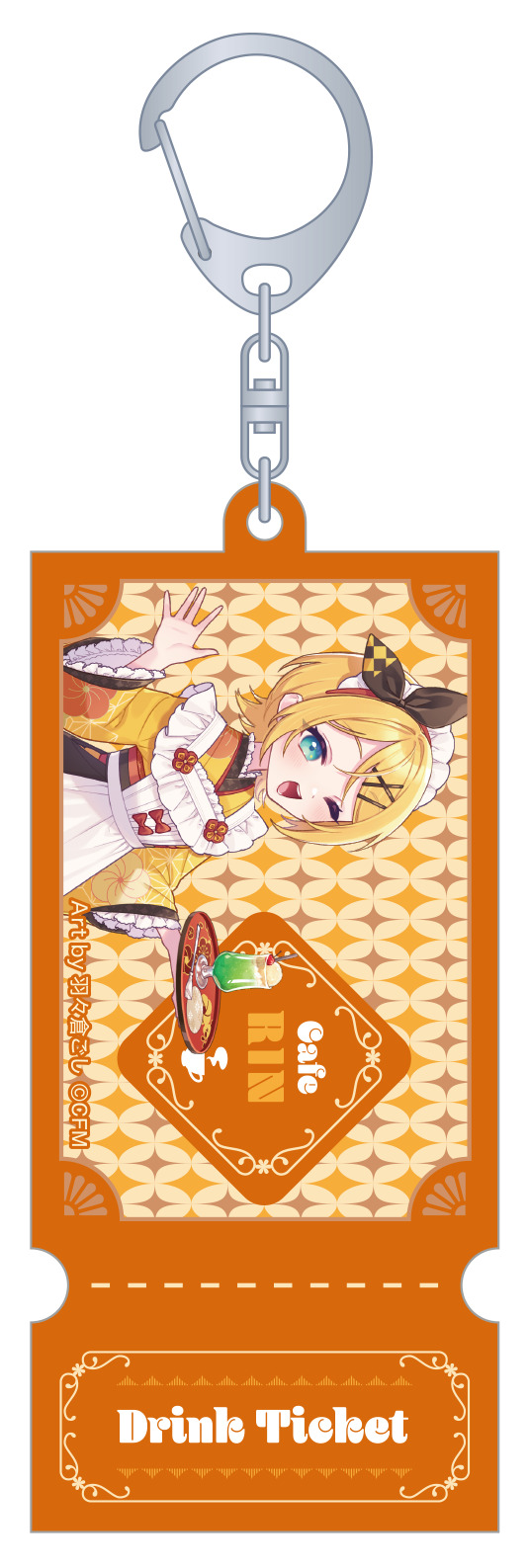 初音ミクシリーズ_チケット風アクリルキーホルダー／B　鏡音リン　和風喫茶