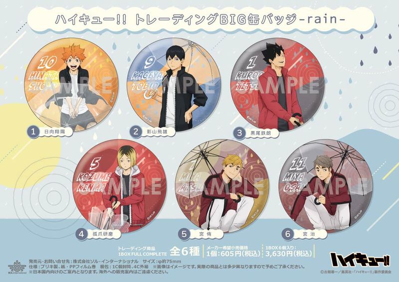 ハイキュー!!_トレーディングBIG缶バッジ -rain-【コンプリートBOX／6