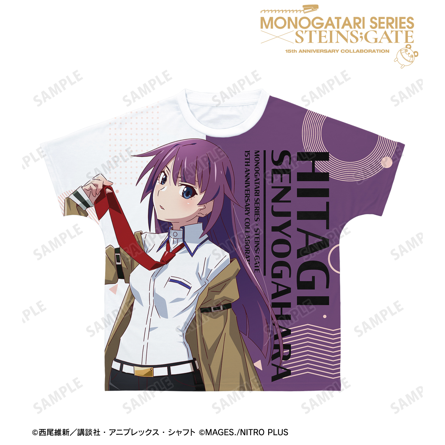 物語シリーズ×STEINS;GATE_(サイズ/XS)_描き下ろし 戦場ヶ原ひたぎ コラボイラストver. フルグラフィックTシャツユニセックス