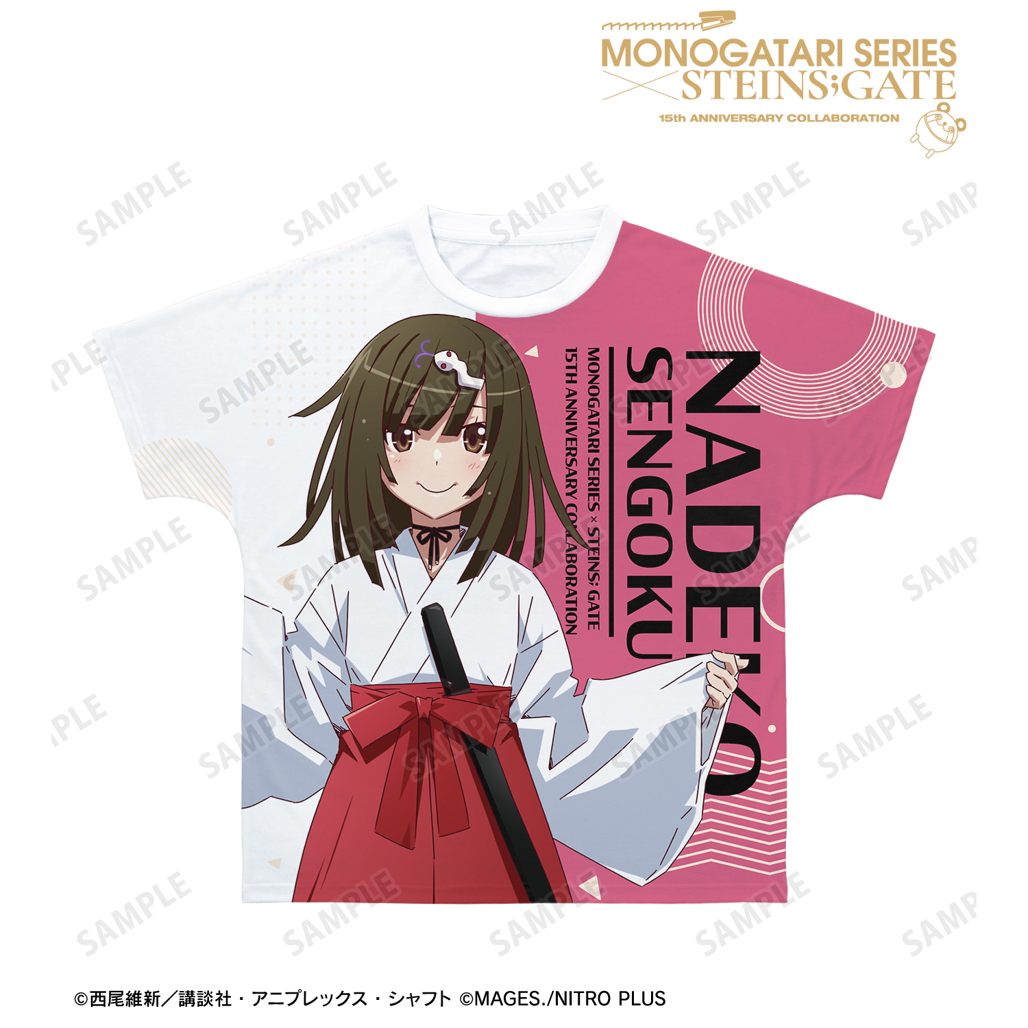 物語シリーズ×STEINS;GATE_(サイズ/XS)_描き下ろし 千石撫子 コラボイラストver. フルグラフィックTシャツユニセックス